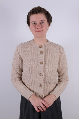 1940’er klassisk vintage style cardigan - Creme hvid - Ingrid