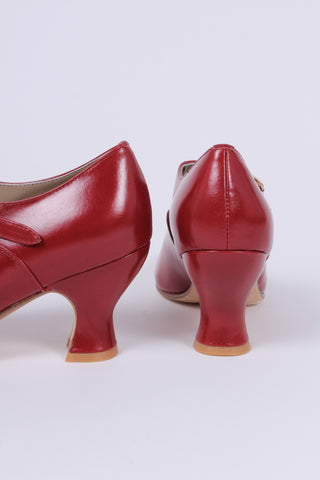 1920'er vintage style pumps med pompadour hæl - Rød - Yvonne