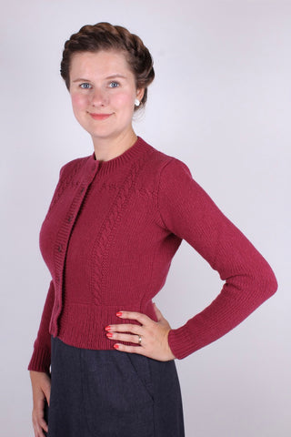 1940'er vintage style cardigan - Hindbær - Vera