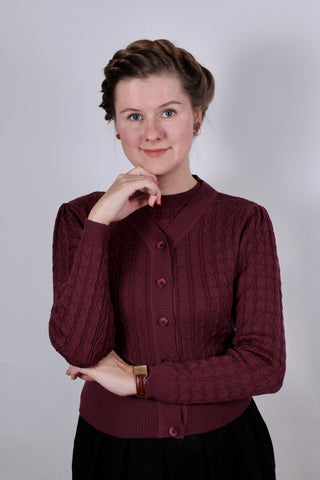 1940'er / 1950'er vintage style cardigan - Plum- Joanne