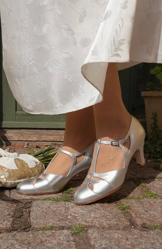 1930'er aftensko med T-rem - Sølv - Helen