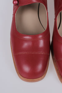 Mary Jane 1920'er vintage style sko med knap - Rød - Ruby
