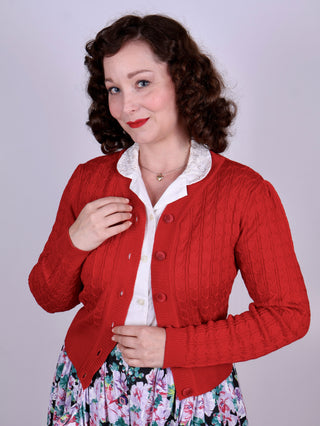 1940'er / 1950'er vintage style cardigan - Rød - Joanne