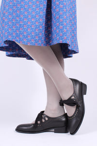 1920'er / 1930'er vintage style sko med hulmønster og snøre - Sort - Anna