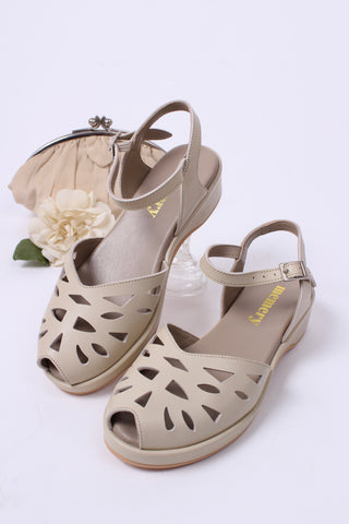 40´er / 50'er style sandal / wedge - Cream - Sidse