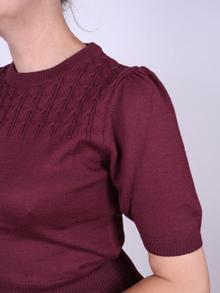1940s / 1950s style short-sleeved pullover - Plum - Sally