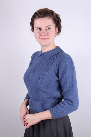 1940’er / 1950’er vintage style pullover - blå - Gertrud