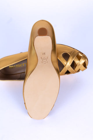 1950'er pump med peep-toe - Guld - Audrey