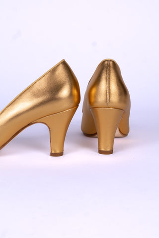 1950'er pump med peep-toe - Guld - Audrey