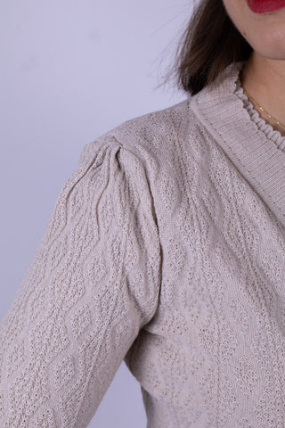 1940'er / 1950'er style cardigan - Råhvid - Augusta