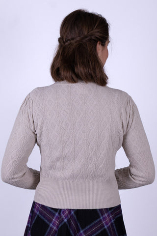 1940'er / 1950'er style cardigan - Råhvid - Augusta