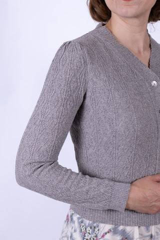 1940'er / 1950'er style cardigan - Meleret grå - Augusta