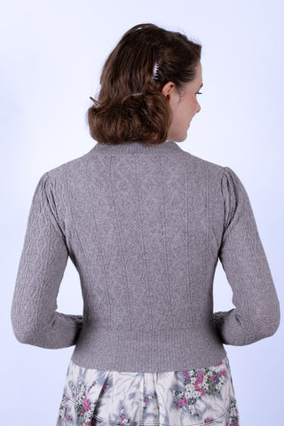 1940'er / 1950'er style cardigan - Meleret grå - Augusta