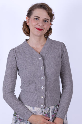 1940'er / 1950'er style cardigan - Meleret grå - Augusta