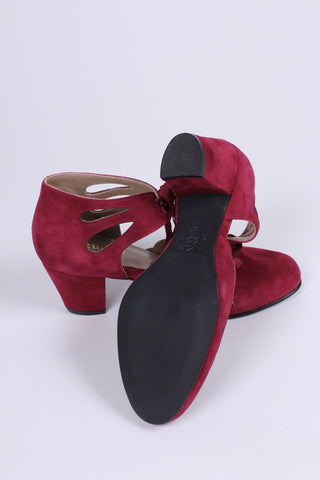 1940'er vintage style pumps i ruskind - Burgundy - Alma