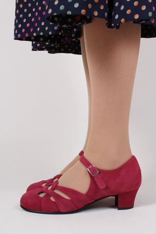 Late 1930s / early 1940s suede shoes - Burgundy red - Ida