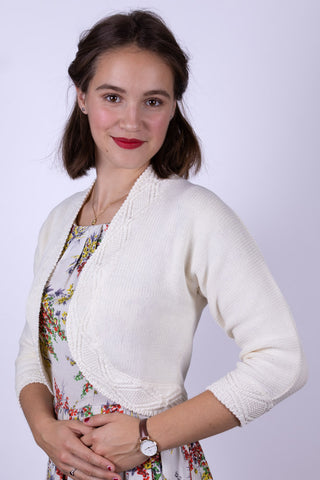 1950s vintage style bolero with pattern - Off-white - Carol