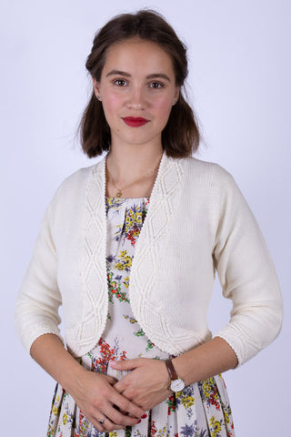 1950s vintage style bolero with pattern - Off-white - Carol