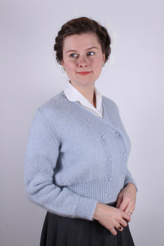 1940’er / 1950’er vintage style mohair cardigan - Støvet lyseblå - Kirsten