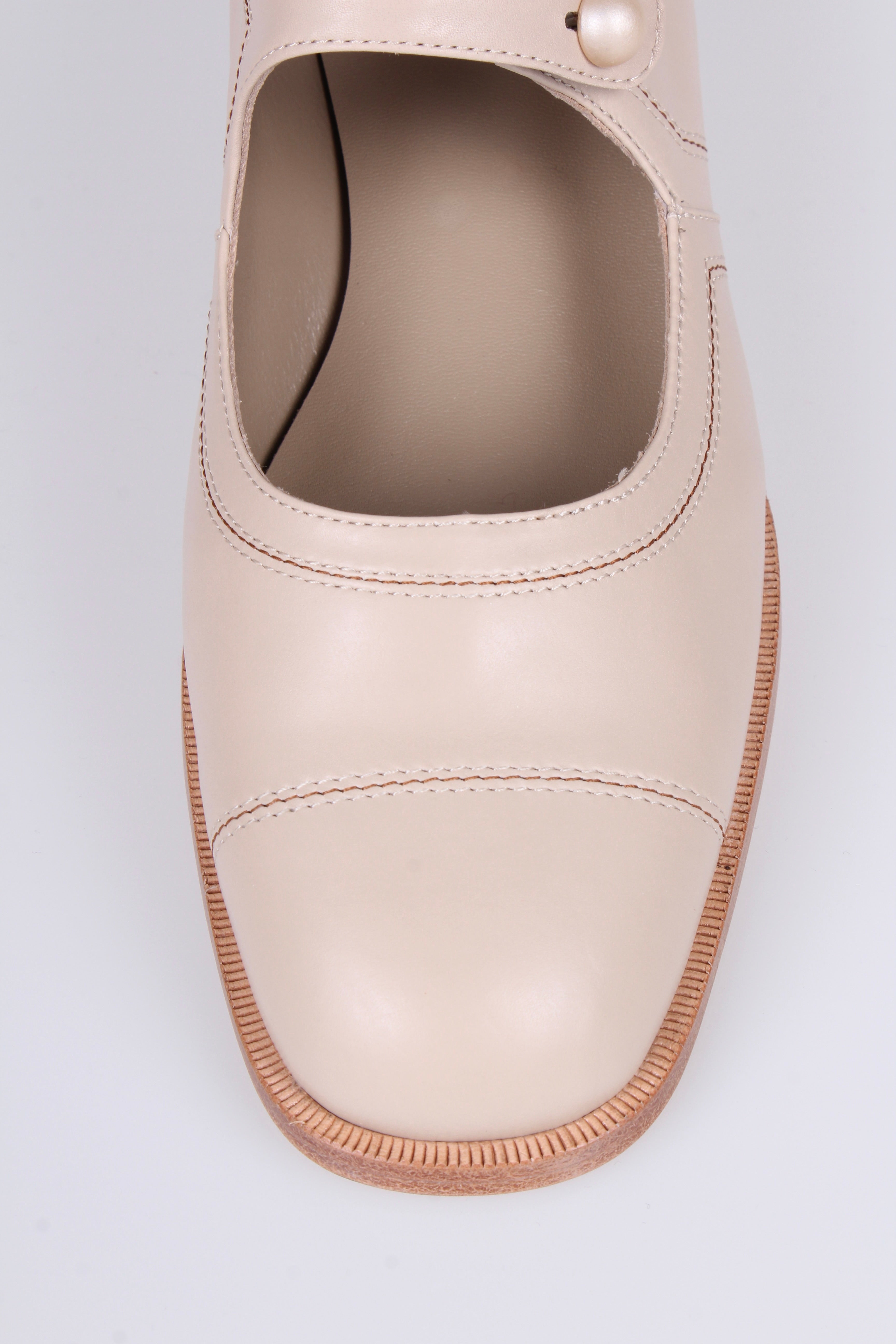 Mary Jane 1920'er vintage style sko med knap - Cream - Ruby