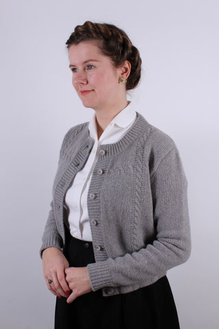 1940'er vintage style cardigan - Lys grå - Vera