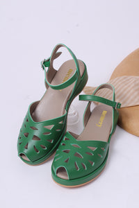 40' er / 50'er style sandal / wedge - Grøn - Sidse