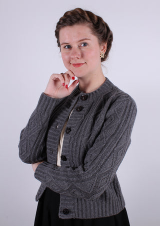 1940’er klassisk vintage style cardigan - Grå - Ingrid