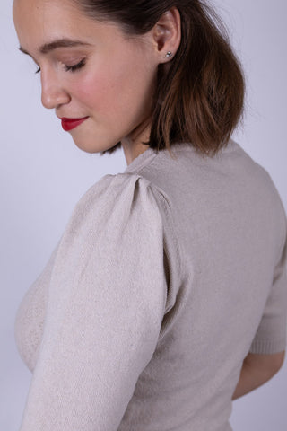 1940'er / 1950'er style cardigan - Råhvid - Augusta