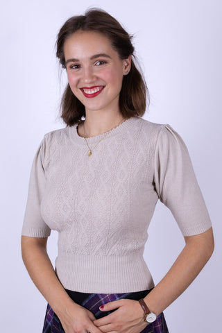 1940'er / 1950'er style bluse - Råhvid - Evelyn