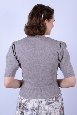 1940'er / 1950'er style bluse - Meleret grå - Evelyn