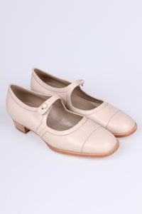 Mary Jane 1920'er vintage style sko med knap - Cream - Ruby