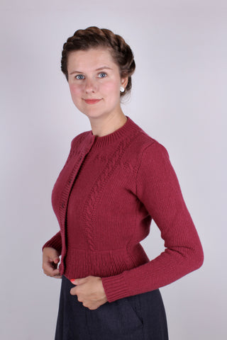 1940'er vintage style cardigan - Hindbær - Vera
