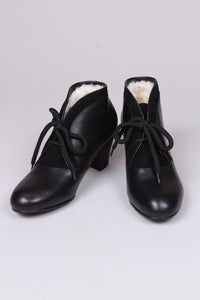 1940er style ankelstøvle med foer af uld - Sort - Lillie