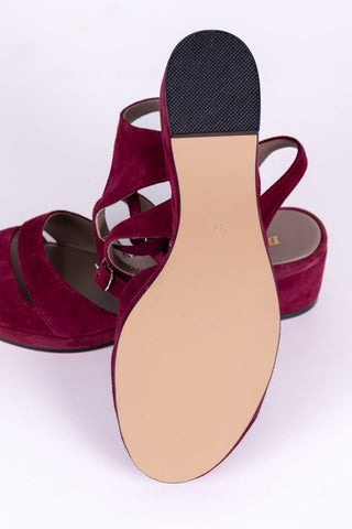 Ruskind wedge-sandaler fra 1940'erne – Bordeaux – Irene