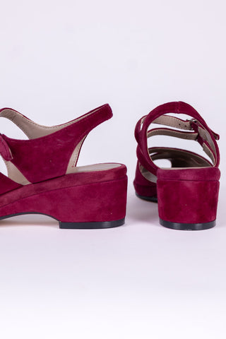 Ruskind wedge-sandaler fra 1940'erne – Bordeaux – Irene