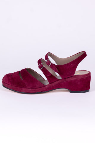 Ruskind wedge-sandaler fra 1940'erne – Bordeaux – Irene