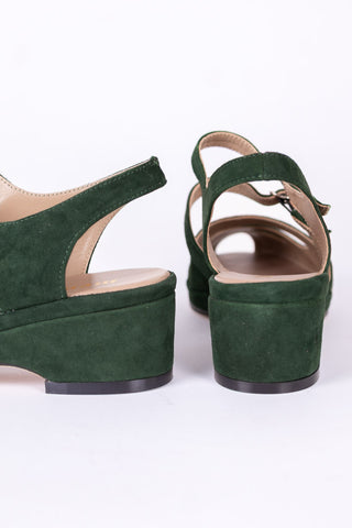 Ruskind wedge-sandaler fra 1940'erne – Mørkegrøn – Irene