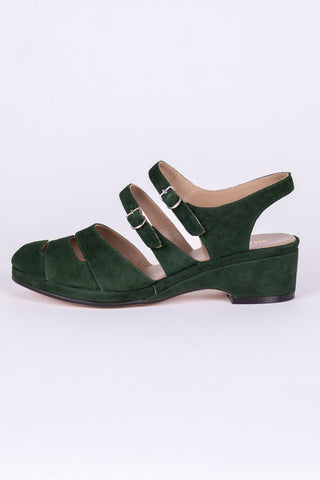 Ruskind wedge-sandaler fra 1940'erne – Mørkegrøn – Irene