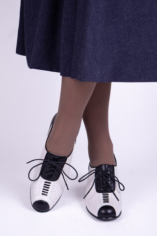 1940'er Spectator Oxford pump - Sort / Hvid - Lucy