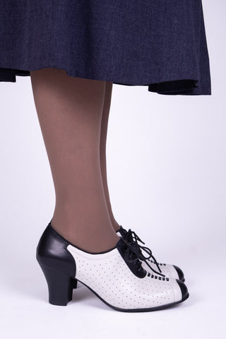 1940'er Spectator Oxford pump - Sort / Hvid - Lucy