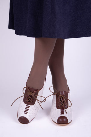 1940'er Spectator Oxford pump - Brun / Hvid - Lucy