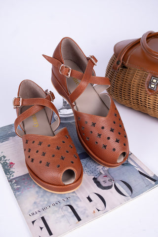 1940'er sandal / wedge - Lysebrun - Norma