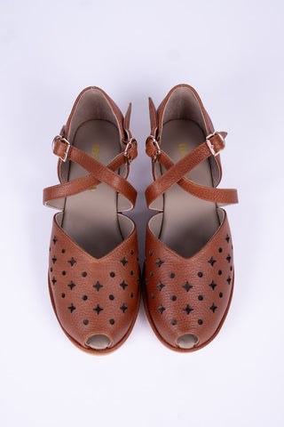 1940'er sandal / wedge - Lysebrun - Norma