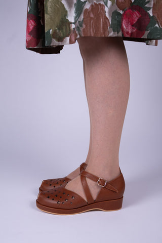 1940'er sandal / wedge - Lysebrun - Norma