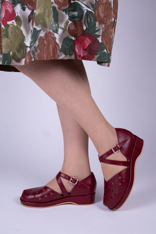 1940'er sandal / wedge - Mørkerød - Norma