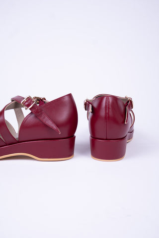 1940'er sandal / wedge - Mørkerød - Norma