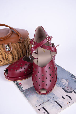 1940'er sandal / wedge - Mørkerød - Norma