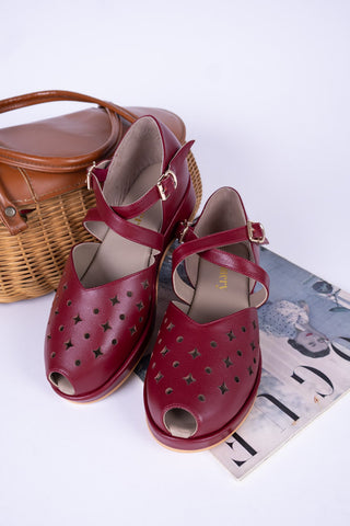 1940'er sandal / wedge - Mørkerød - Norma