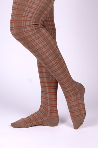 1920'er mønstrede strømpebukser i bomuld - Karamel/orange - Dorothy