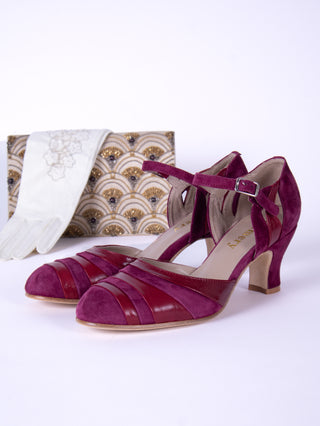 Early 1930s  Art Deco evening sandals - Burgundy - Thelma